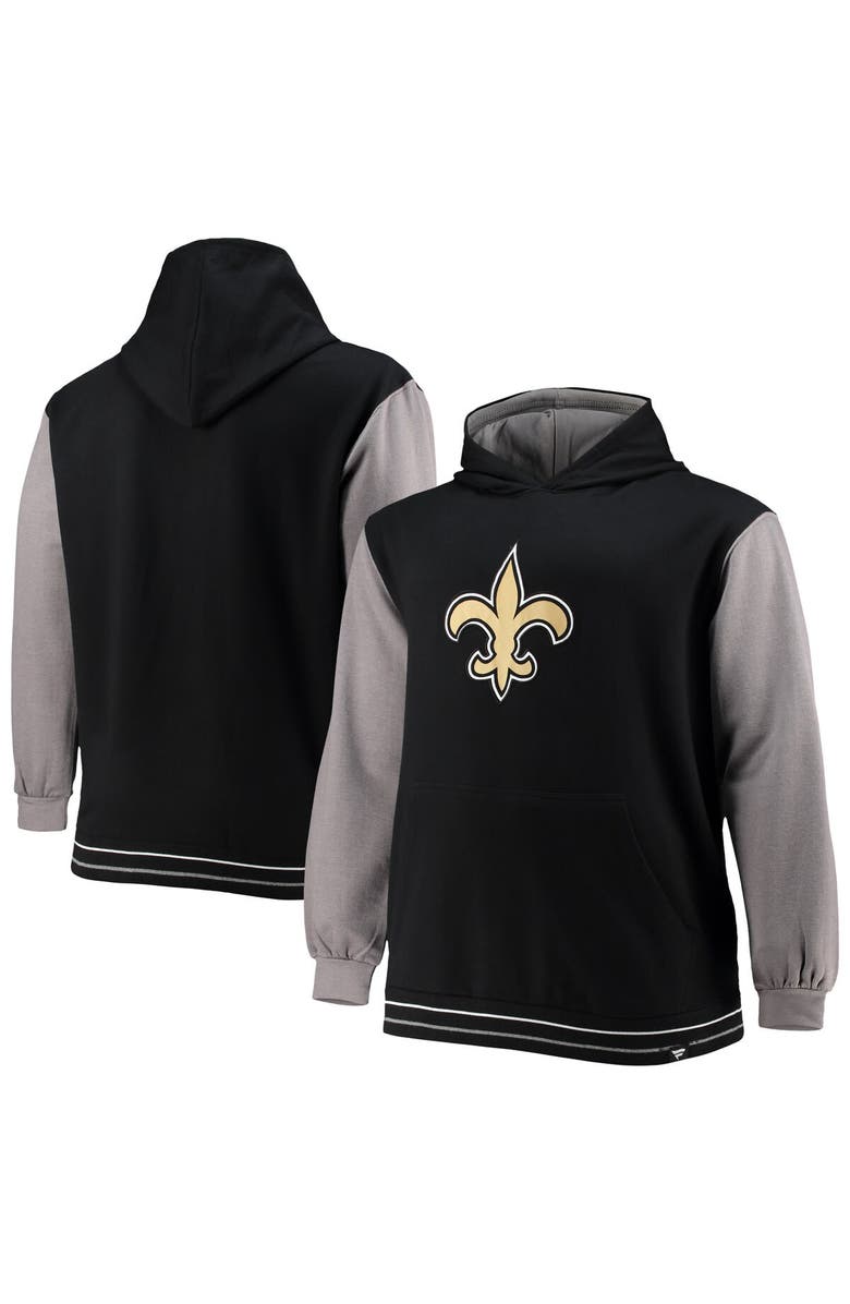 FANATICS Men's Fanatics Branded Black/Gray New Orleans Saints Big & Tall Block Party Pullover Hoodie, Main, color, 