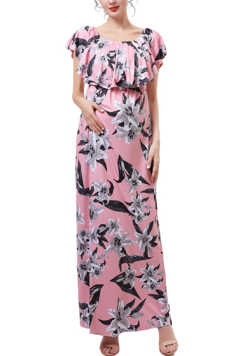 Artemis Off the Shoulder Maternity Nursing Maxi Dress, Alternate, color, Multicolored