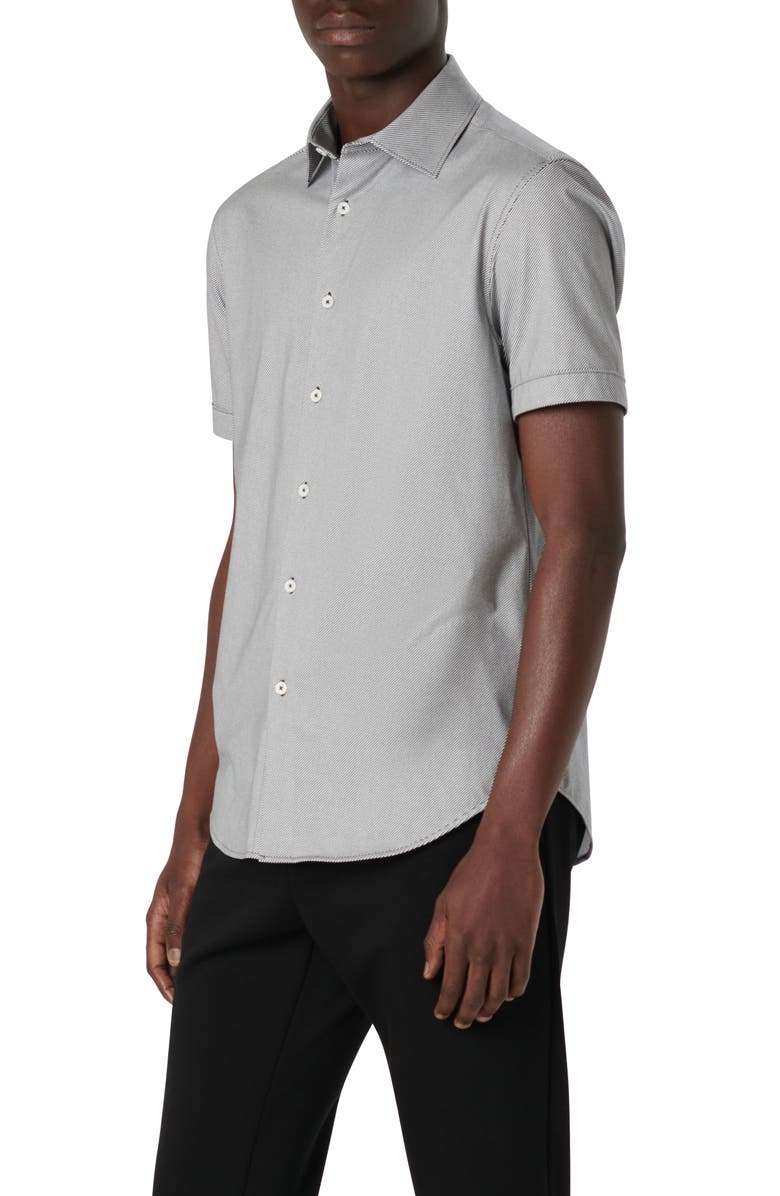 Bugatchi Miles OoohCotton<sup>®</sup> Pinstripe Short Sleeve Button-Up Shirt, Alternate, color,