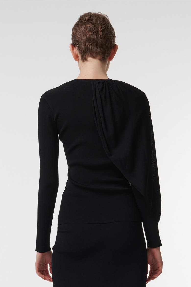 Knitted Top with Scarf Detail, Alternate, color, Black