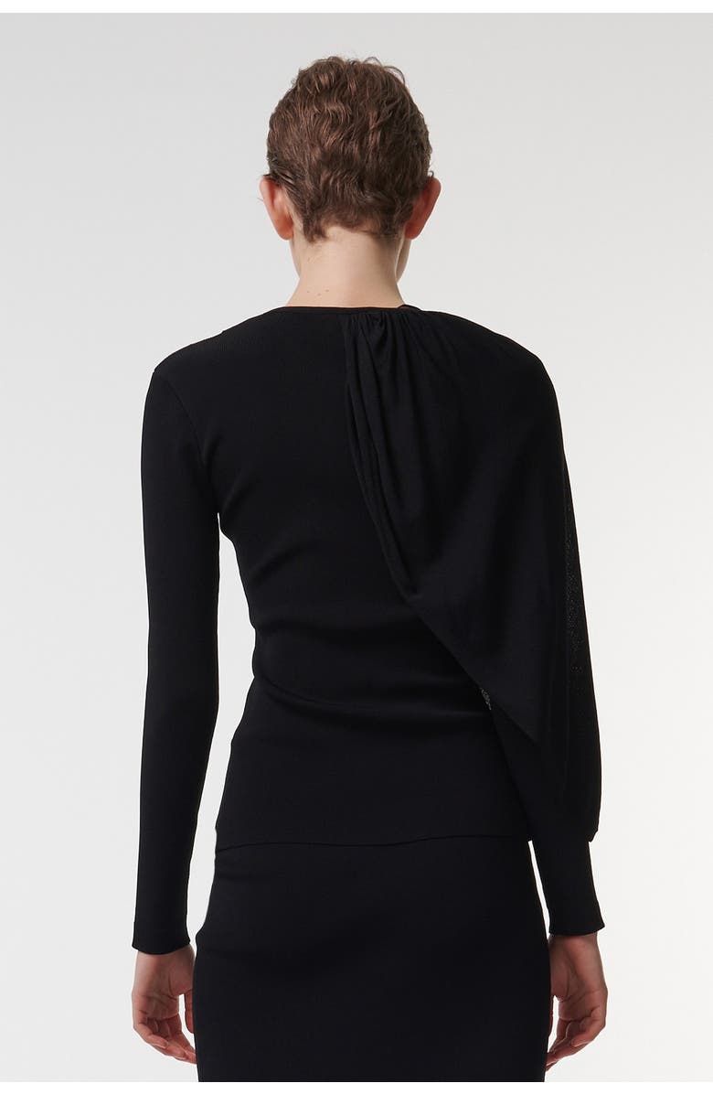 Leem Knitted Top with Scarf Detail, Alternate, color, Black