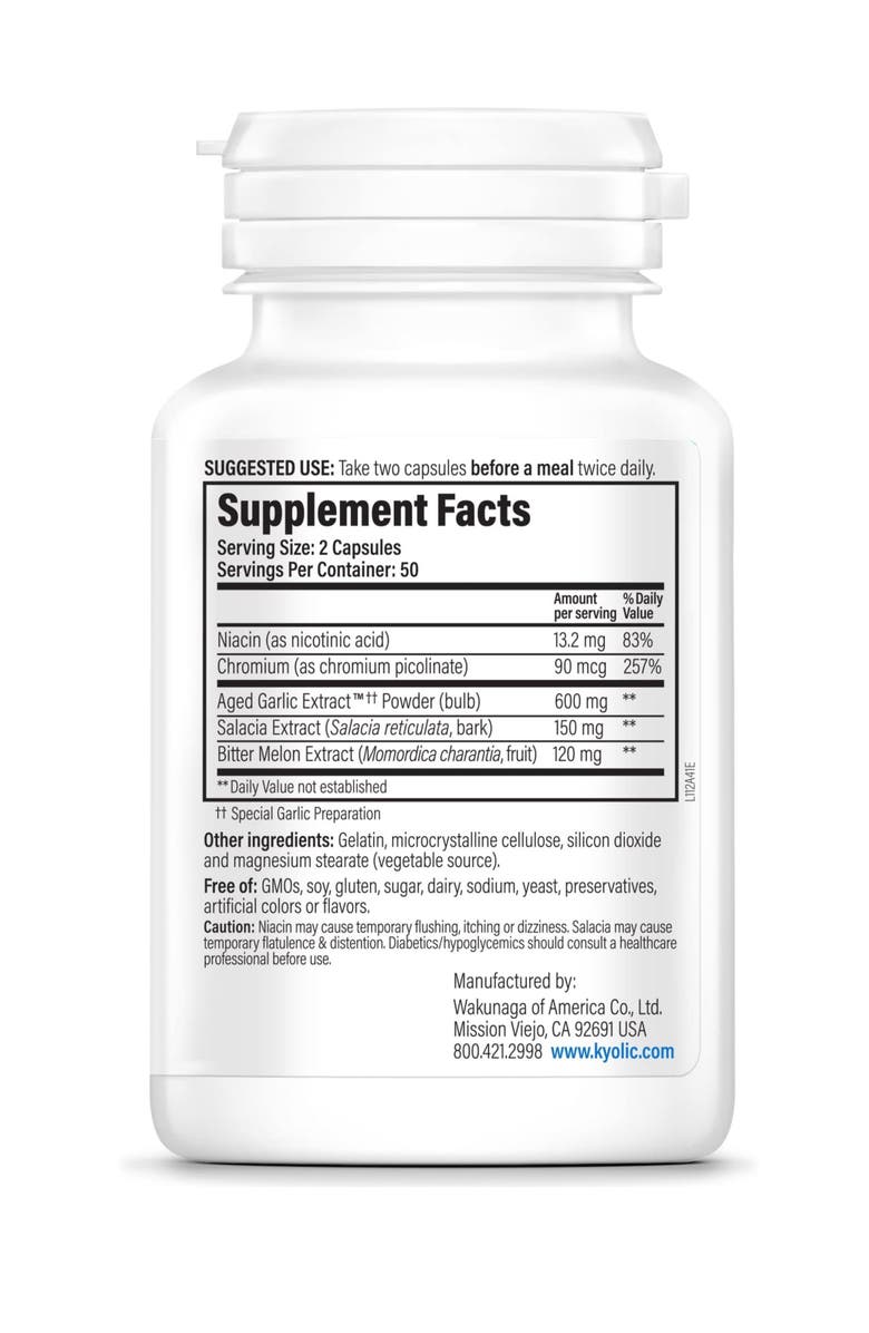 Kyolic Aged Garlic Extract Formula 112, Blood Sugar Balance, 100 Capsules, Alternate, color, NO COLOR
