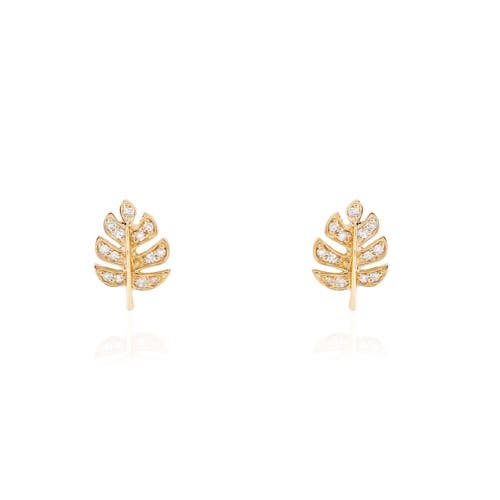 The Lovery Fine Jewelry Diamond Leaf Stud Earrings In Gold