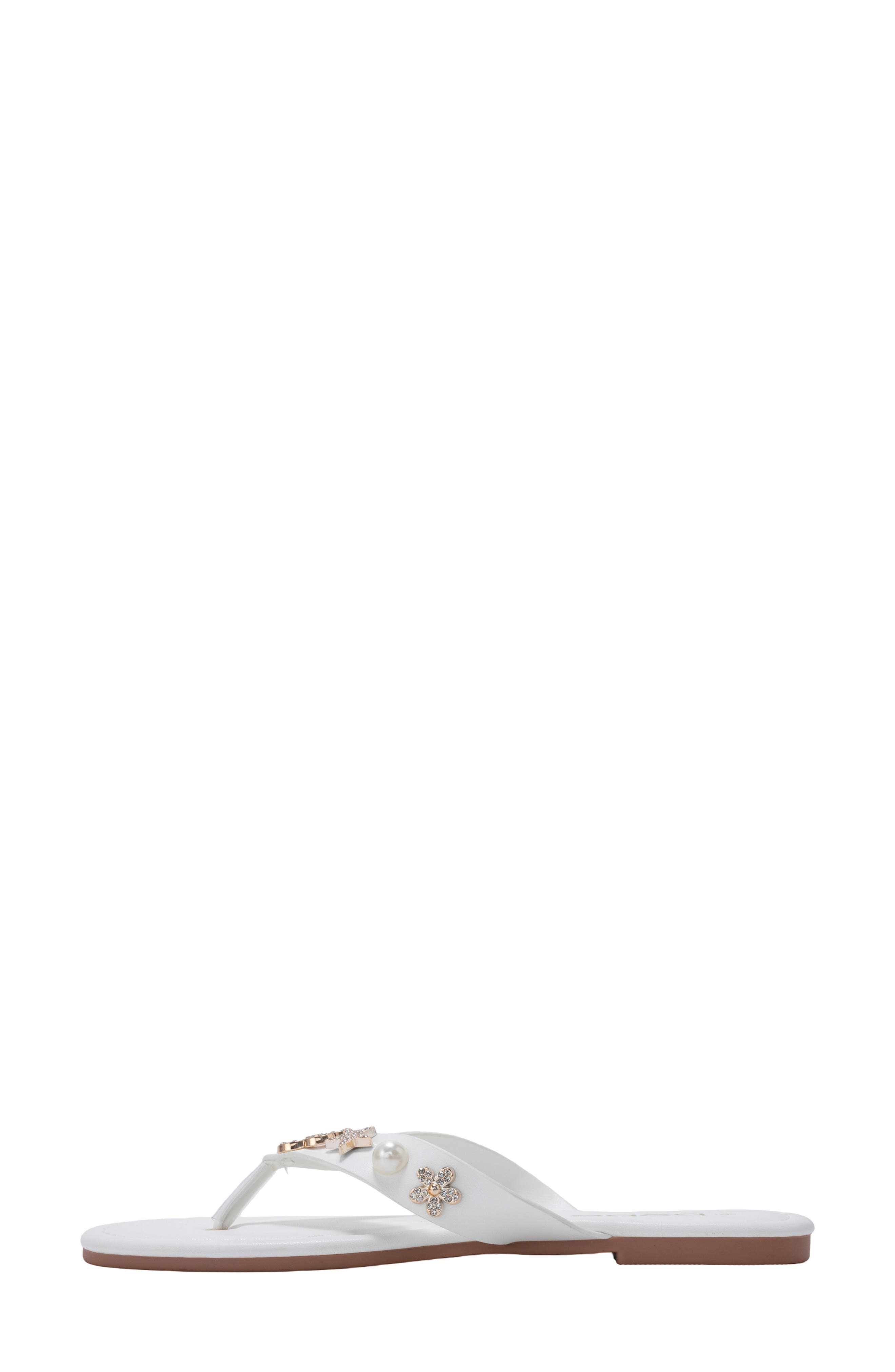 Flower Charm Thong Sandal, Alternate, color, WHITE