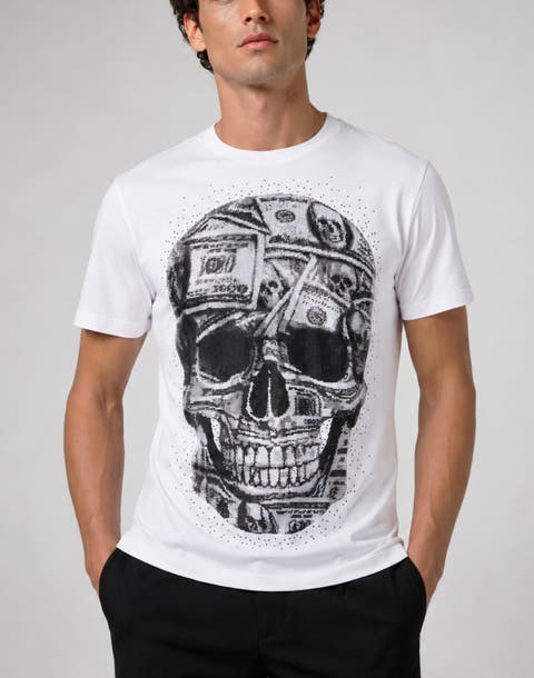 Jersey Round Neck T-Shirt Ss Skull Dollar Stones Men