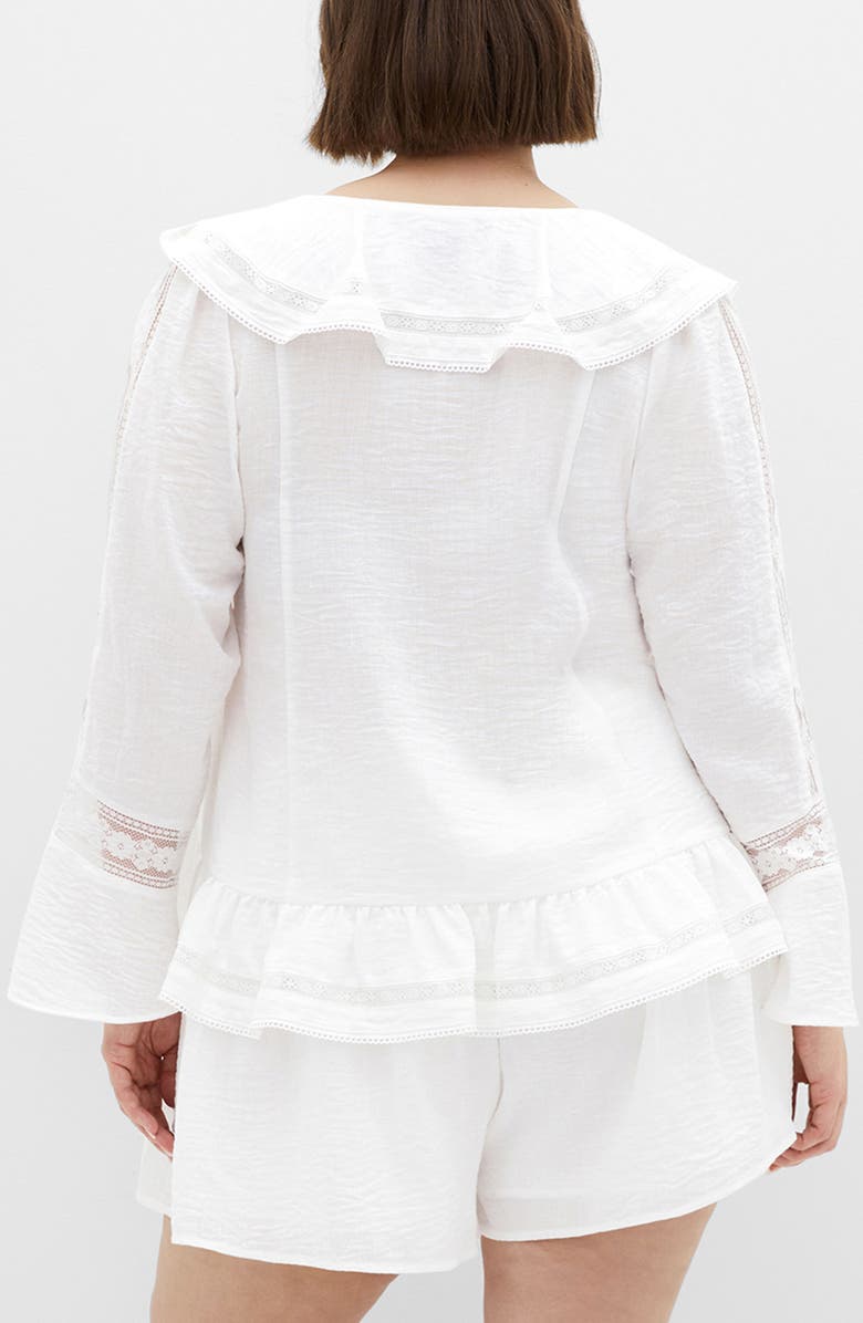 City Chic Sara Ruffle Button-Up Top, Alternate, color, 