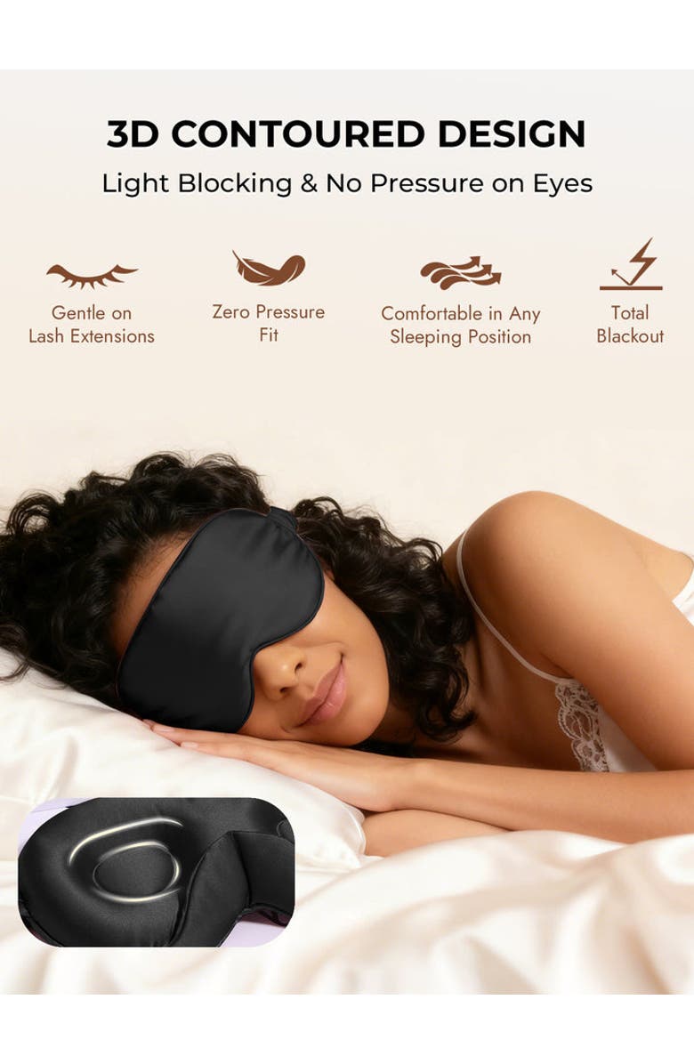 SILKSILKY 22 Momme Mulberry Silk Upgraded 3D Adjustable Eye Mask, Alternate, color, Black