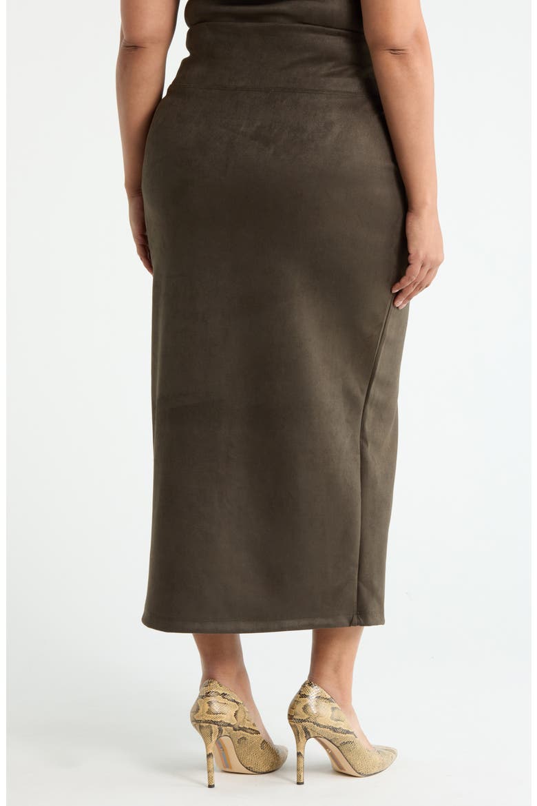Faux Suede Midi Skirt, Alternate, color, OLIVE