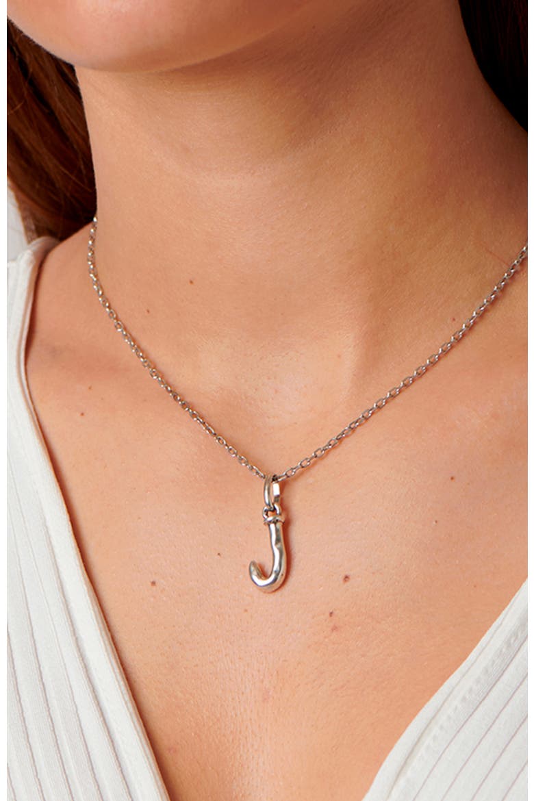 Sterling Silver-Plated Letter J Charm, Alternate, color, Silver