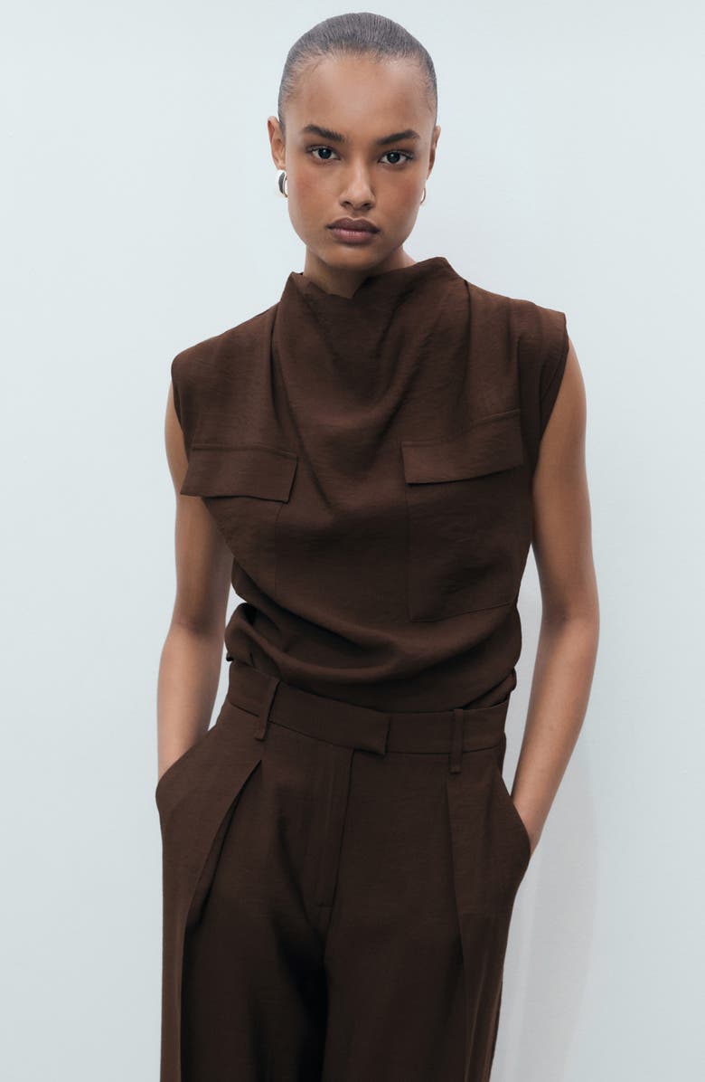 MANGO Pleated Wide Leg Pants, Alternate, color,