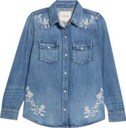 Lucky Brand Embroidered Denim Shirt