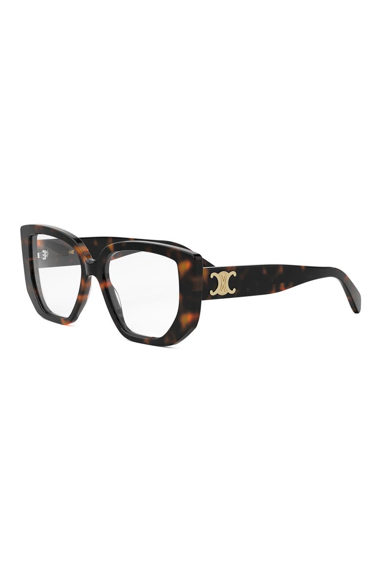 Triomphe 53mm Rectangular Butterfly Optical Glasses, Alternate, color, DARK HAVANA