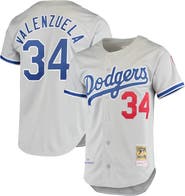 Mitchell & Ness Men's Mitchell & Ness Fernando Valenzuela Gray Los Angeles Dodgers Road 1981 Cooperstown Collection Authentic Jersey
