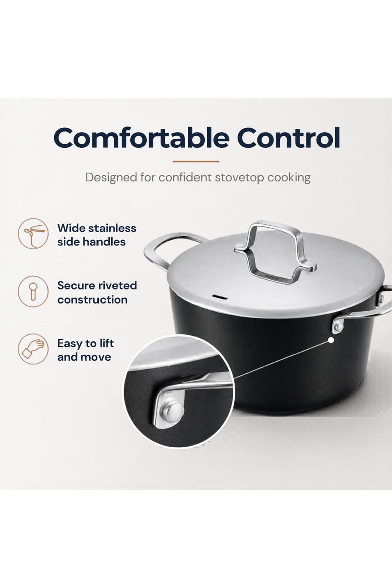 Maestro Ceramic Nonstick Stock Pot with Lid, 4.5-Qt., Alternate, color, Black
