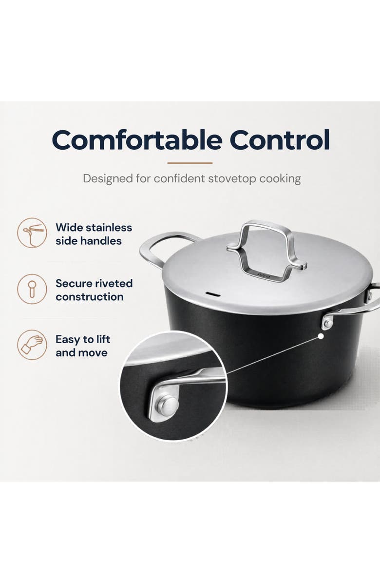 Alva Maestro Nonstick Stock Pot with Lid, Alternate, color, Black