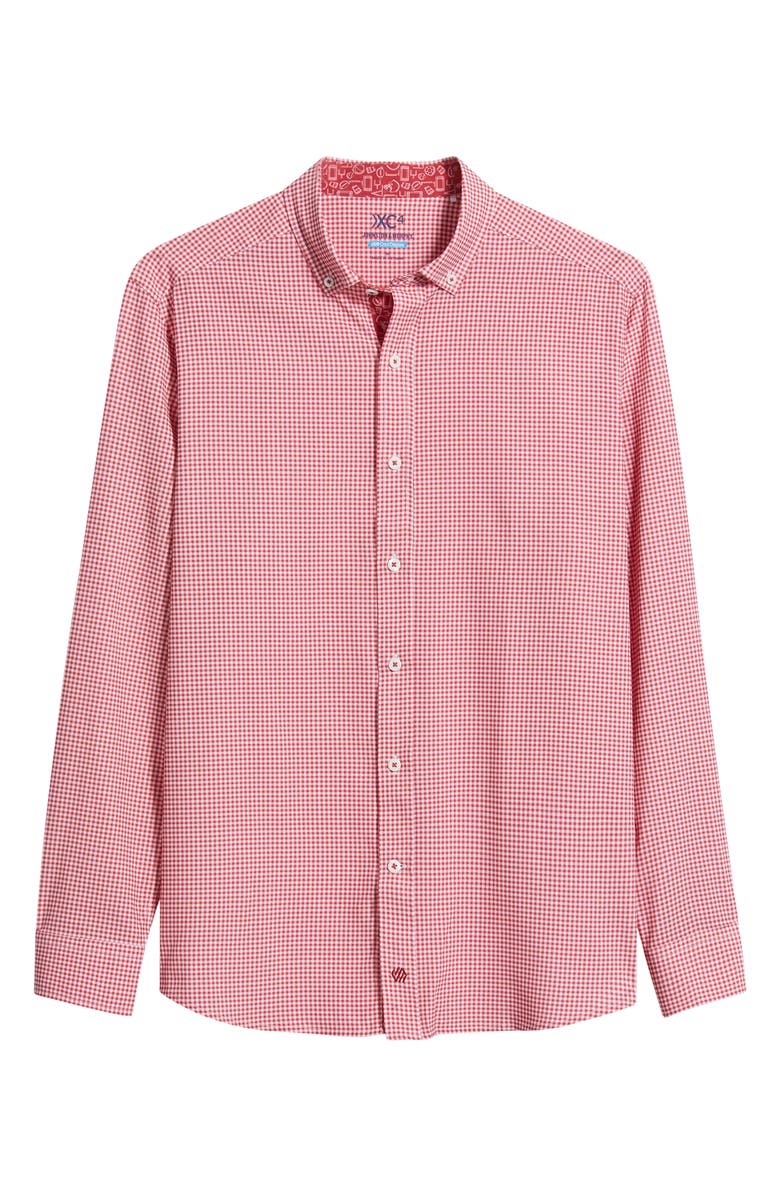Johnston & Murphy XC+<sup>™</sup> Performance Game Day Gingham Button-Up Shirt, Main, color, Red