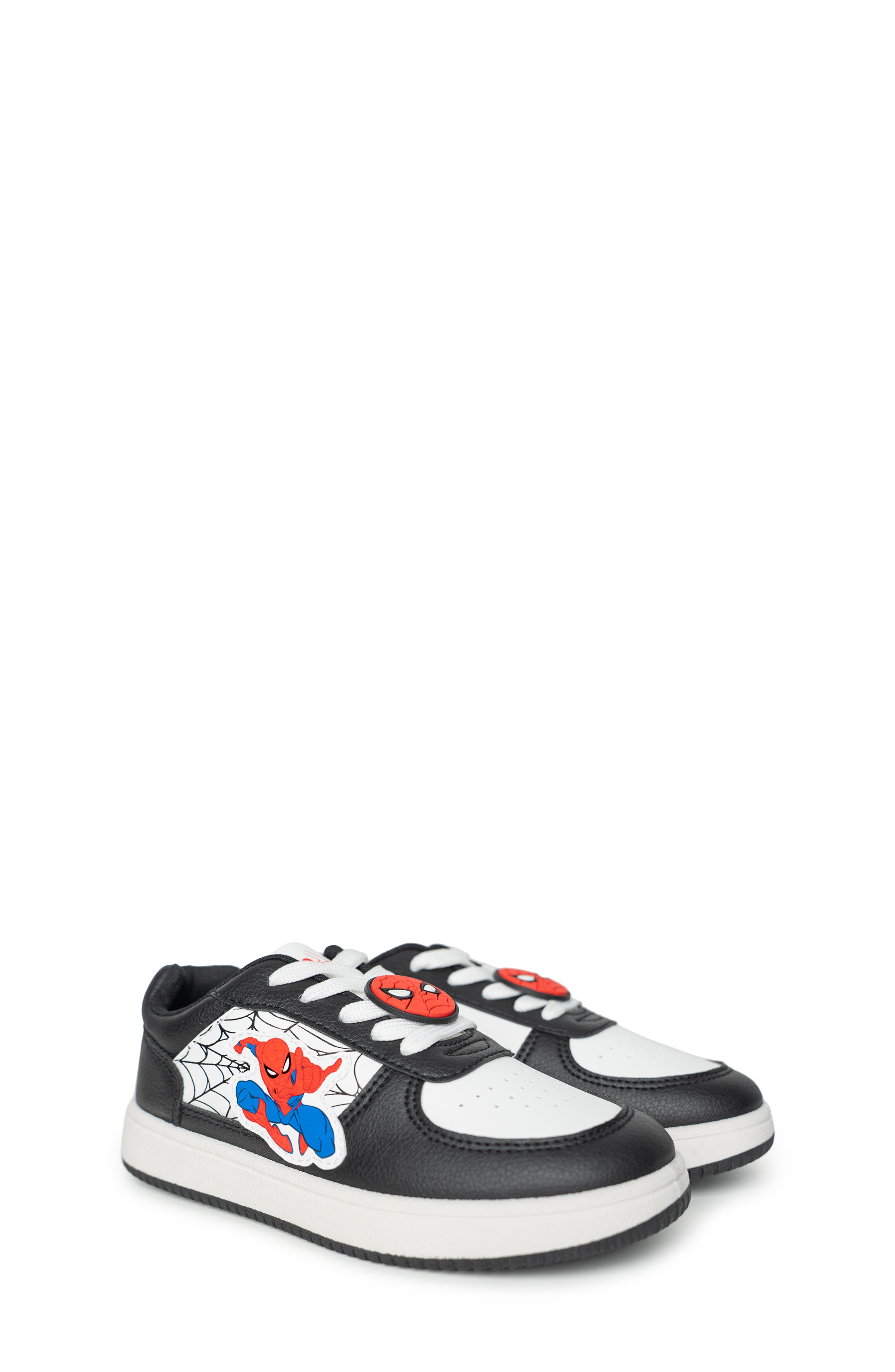 Kids' Spider-Man Court Sneaker, Alternate, color, WHITE/ BLACK