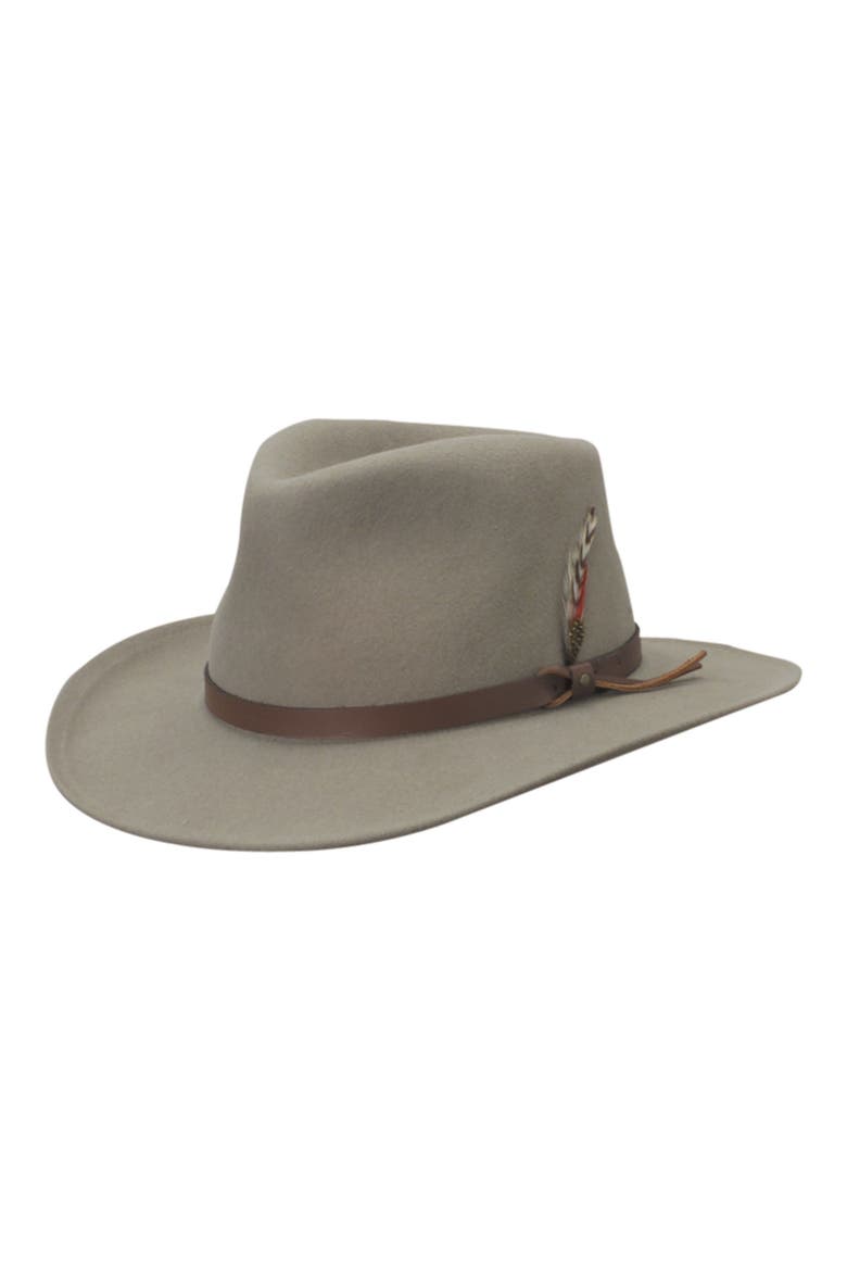 'Classico' Crushable Felt Outback Hat, Main, color, PUTTY GREY/ BROWN