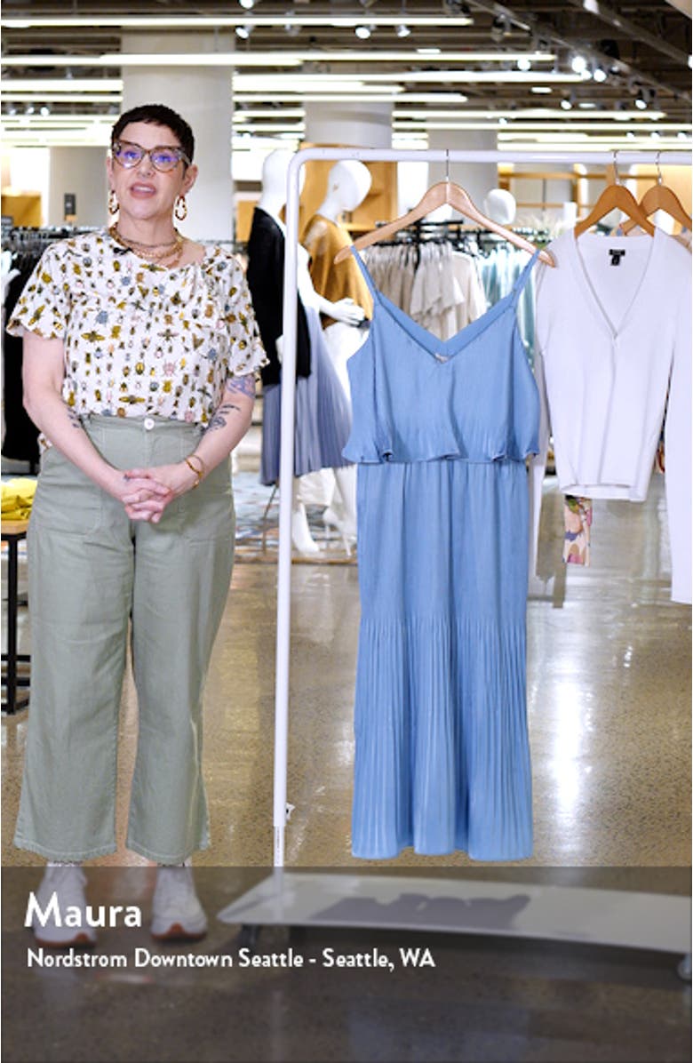 Nayla Pleated Overlay Sleeveless Midi Dress, sales video thumbnail