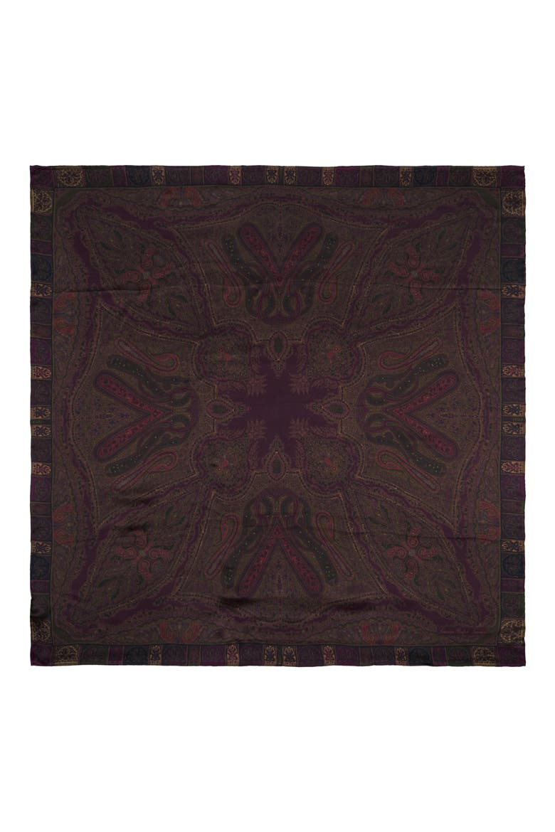 Paisley Silk Square Scarf, Alternate, color, DARK GARNET