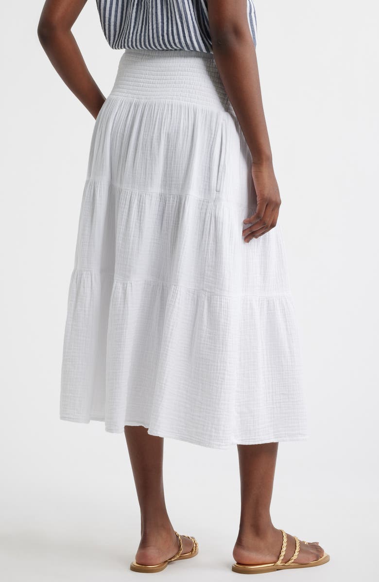 Caslon<sup>®</sup> Tiered Cotton Gauze Midi Skirt, Alternate, color, White