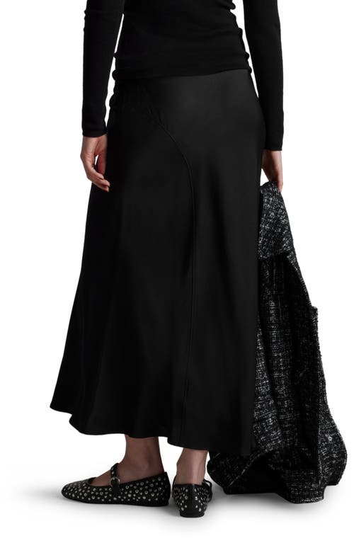 & Other Stories Satin Midi Skirt In Black Dark