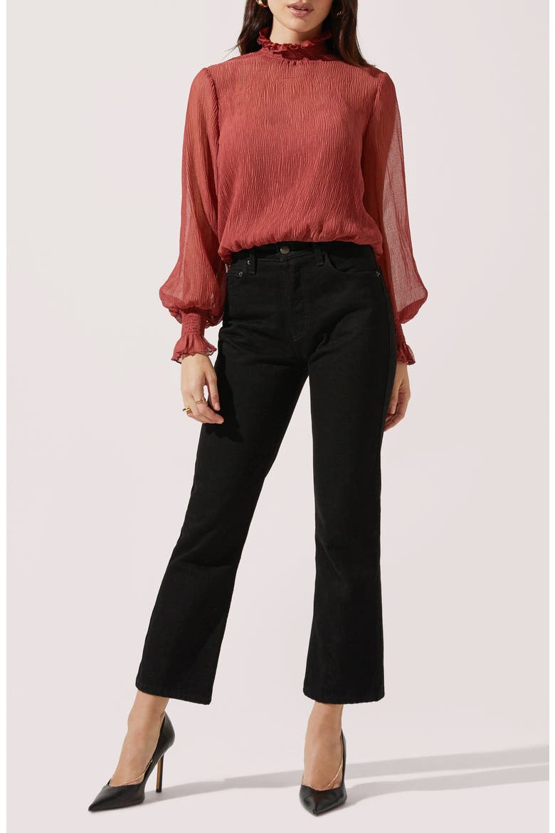 Mock Neck Top, Alternate, color, MARSALA
