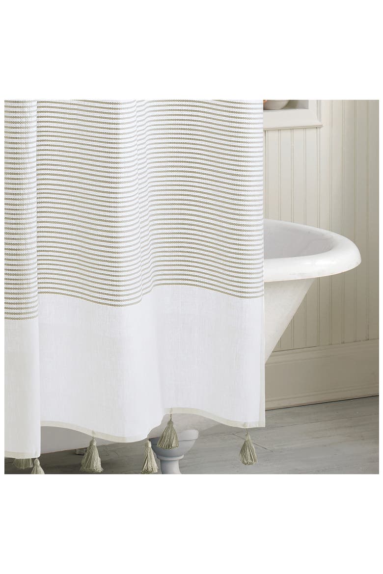 Panama Stripe Shower Curtain, Alternate, color, TAUPE