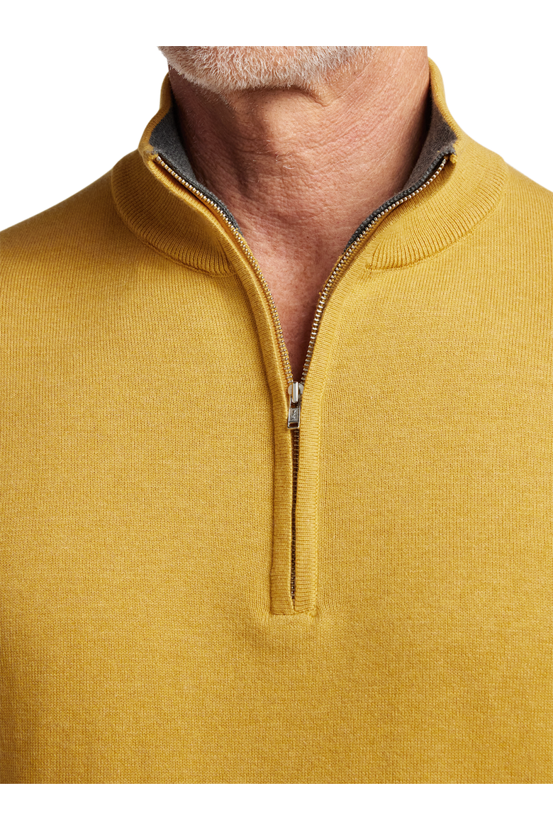 Supima Cotton Quarter Zip Mock Neck Sweater, Alternate, color, Mustard