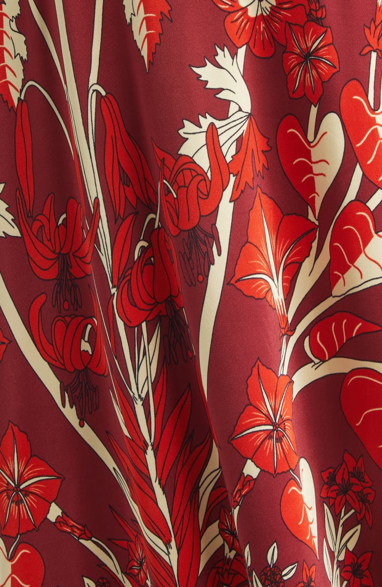 Johanna Ortiz Sendero de Astromelias Floral Jersey Maxi Dress, Alternate, color, Wine / Red