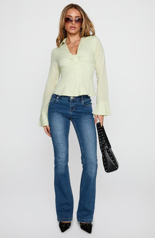 Princess Polly Elowenn Long Sleeve Cotton Button-up Shirt In Green