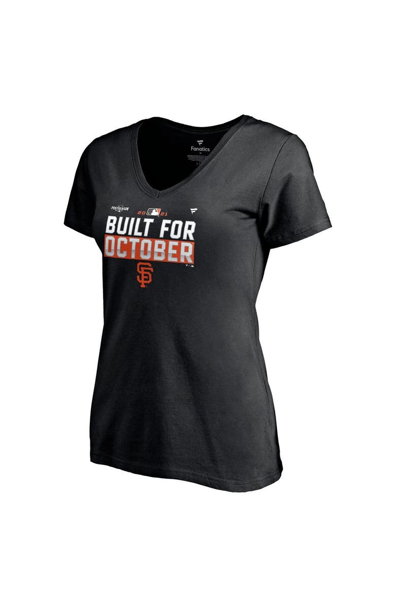 FANATICS Women's Fanatics Branded Black San Francisco Giants 2021 Postseason Locker Room Plus Size V-Neck T-Shirt, Alternate, color, 