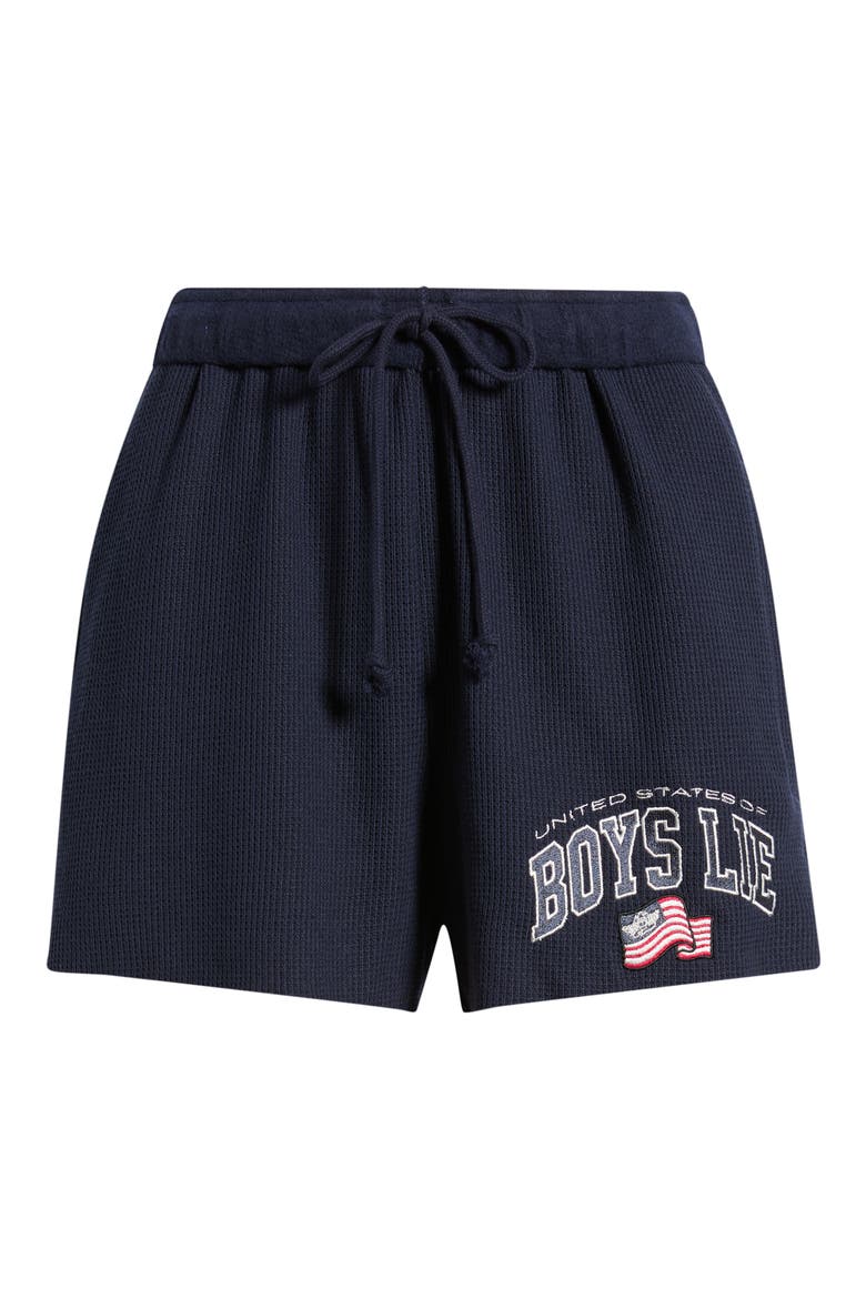 United States of Boys Lie Waffle Knit Shorts, Alternate, color, NAVY
