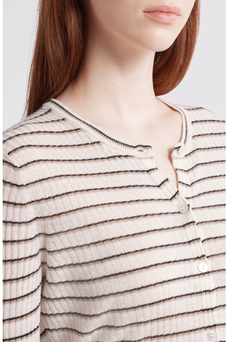 Stripe Crop Linen Blend Cardigan, Alternate, color, LIGHT PARCHMENT MULTI