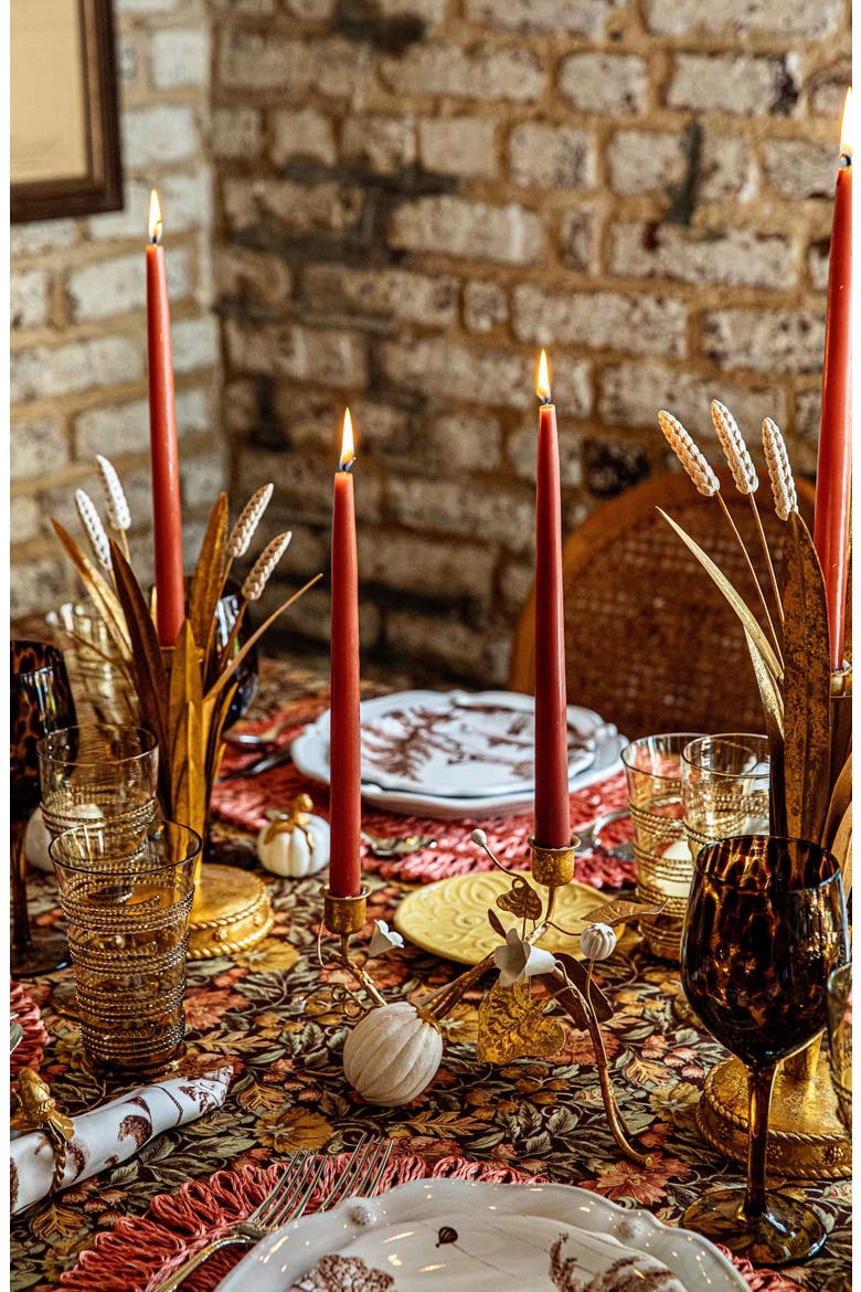 Forest Walk Pumpkin Vine Double Candleholder, Alternate, color, GOLD