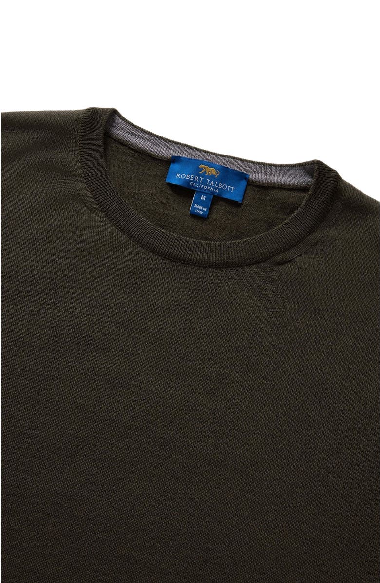 Robert Talbott Keaton Crewneck Sweater, Alternate, color, Olive Green With Navy Tipping