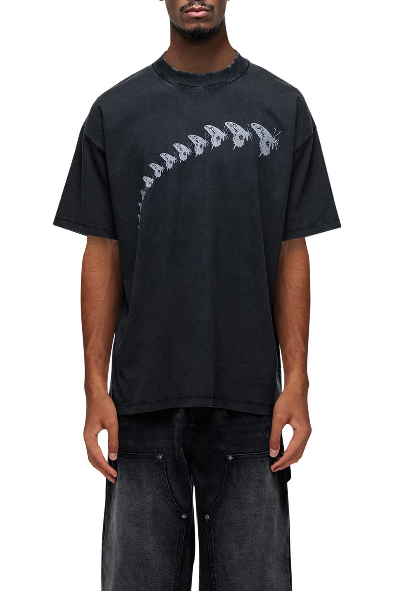 Drift Washed Printed T-Shirt, Main, color, BLACK
