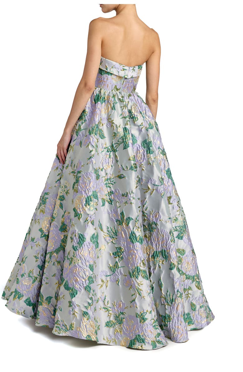 Mac Duggal Multicolor Floral Strapless Brocade Ballgown, Alternate, color, Lilac Multi