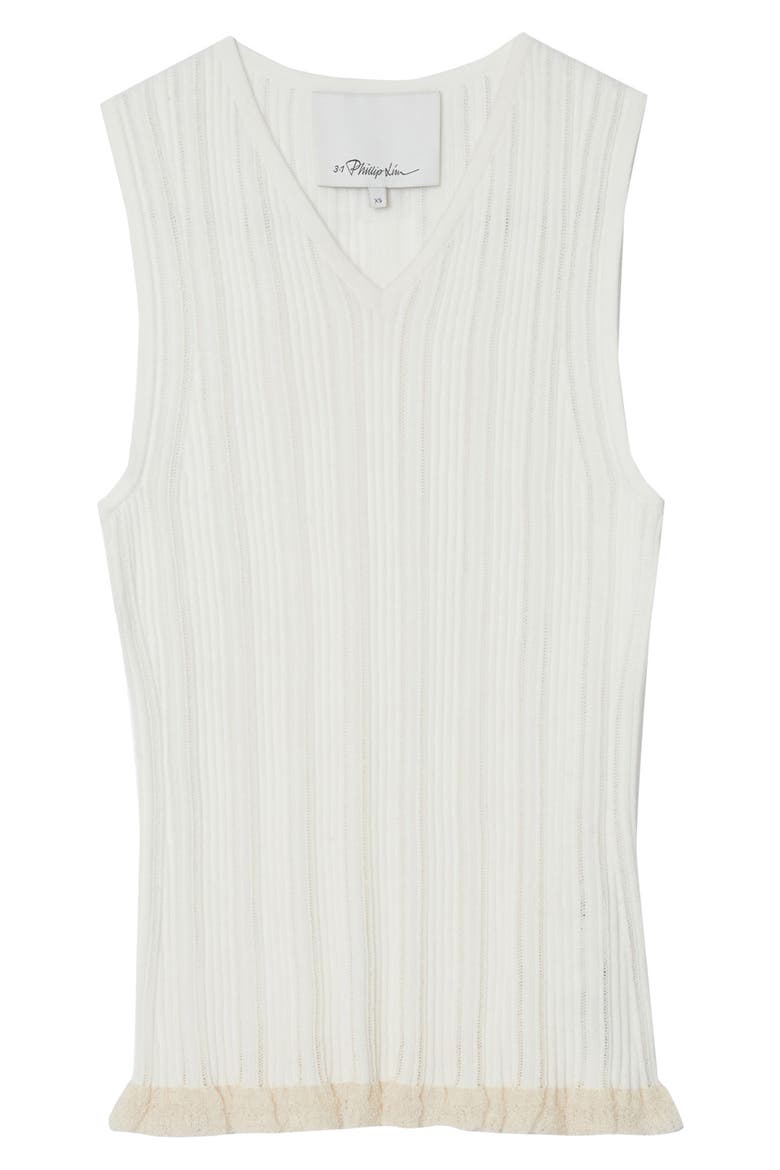 Variegated Rib Sleeveless Shell, Alternate, color, IVORY