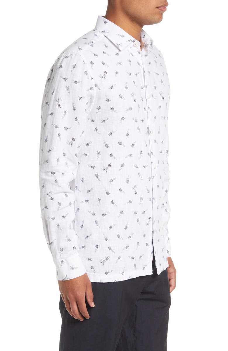 Ted Baker London Men's Loron Carrot Print Linen Button-Up Shirt, Alternate, color,