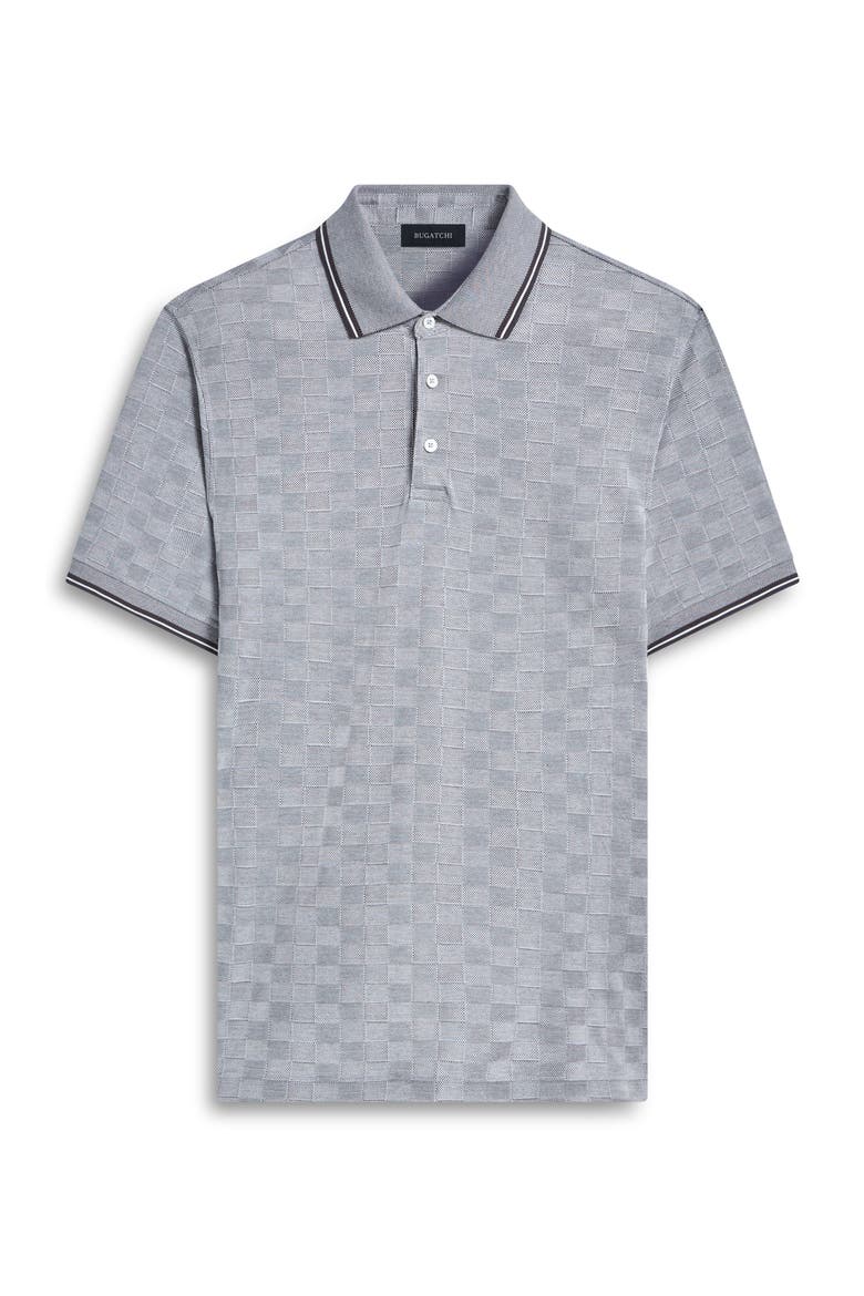 Checkerboard Pattern Piqué Polo, Alternate, color, ASPHALT