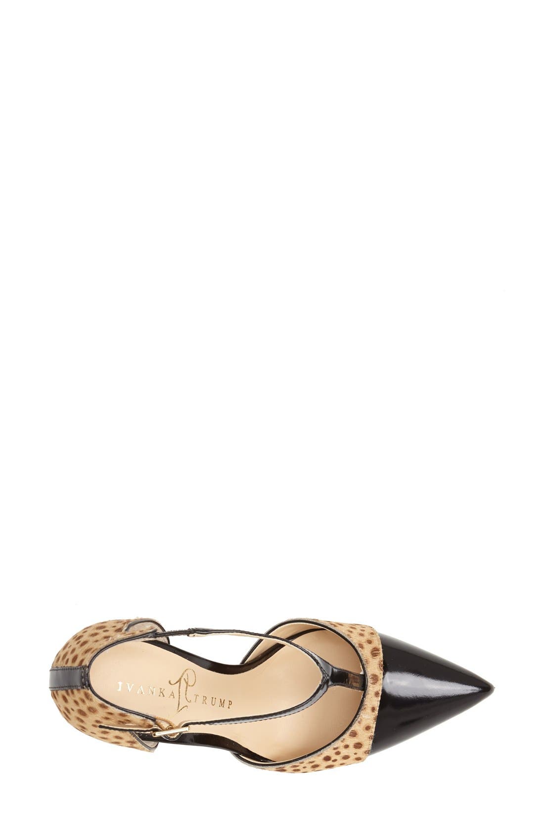 'Camela' T-Strap Calf Hair Pump, Alternate, color, ANIMAL/ BLACK