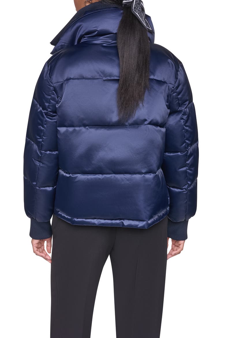Flight Satin Puffer Jacket, Alternate, color, DARK NAVY