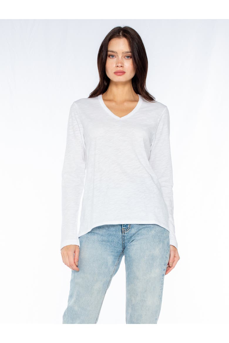 Long Sleeve Shrunken Boyfriend Top, Main, color, White