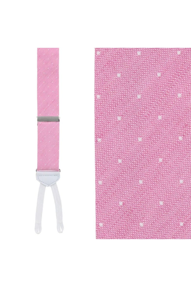 Big & Tall Churchill Chambray Polka Dot Linen Blend Formal Suspenders, Main, color, Light Pink with Polka Dots