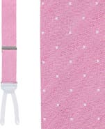 Trafalgar Big and Tall Churchill Chambray Polka Dot Linen Blend Formal End Suspenders