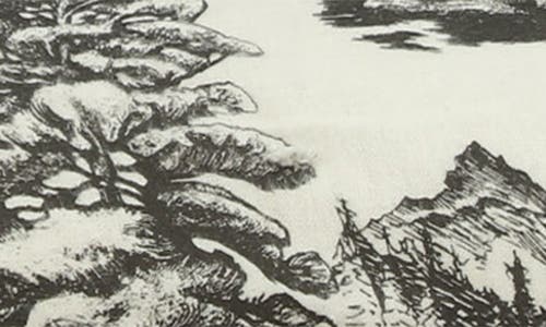 Azores Home Mountain Toile Cotton Flannel Bedding Set In Gray