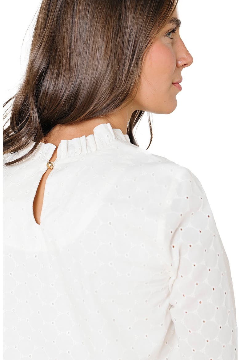 Organic Ruffle Neck Eyelet Top, Alternate, color, Ivory Eyelet
