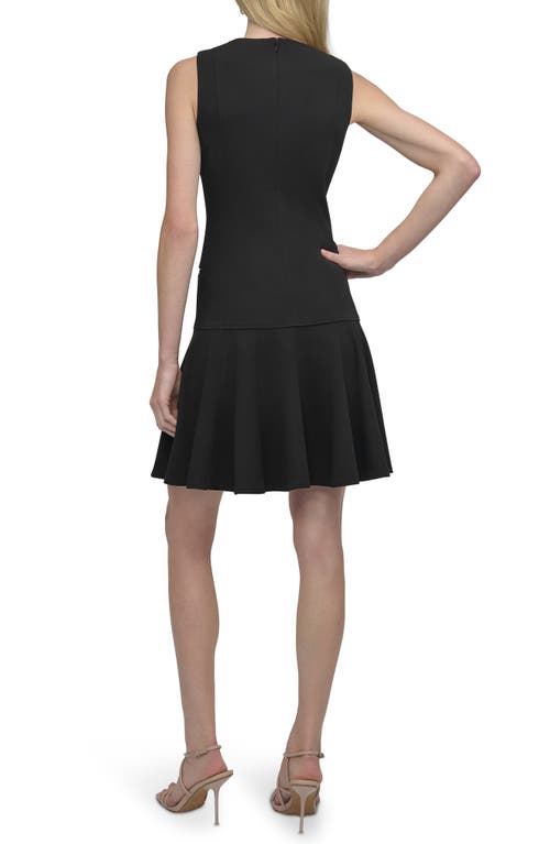 Dkny Front Zip Sleeveless Fit & Flare Dress In Black