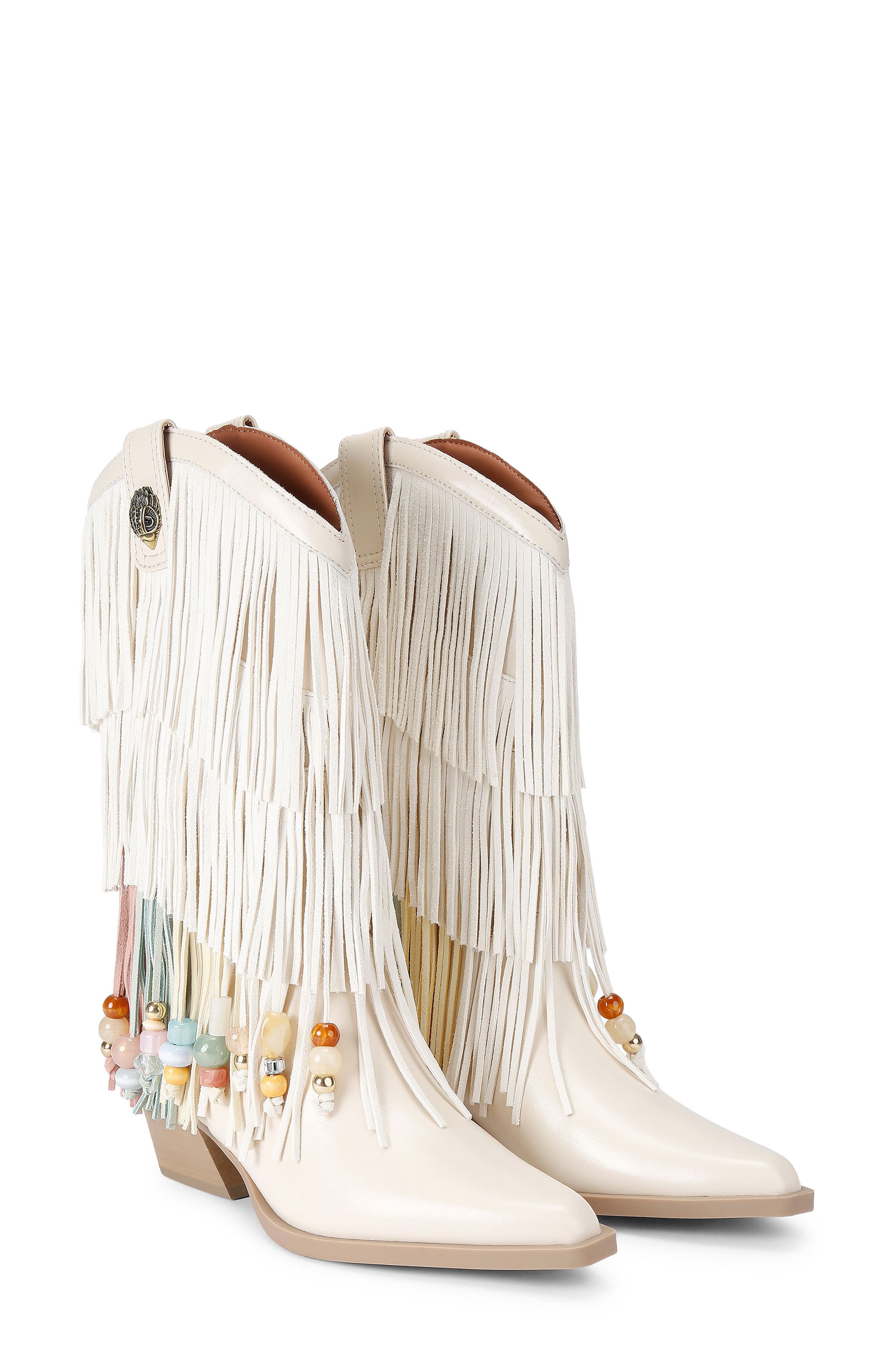 Kurt Geiger London Fringe Western Boot, Alternate, color, Open White